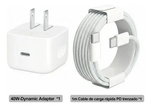CARGADOR PARA IPHONE 40W 2 EN 1