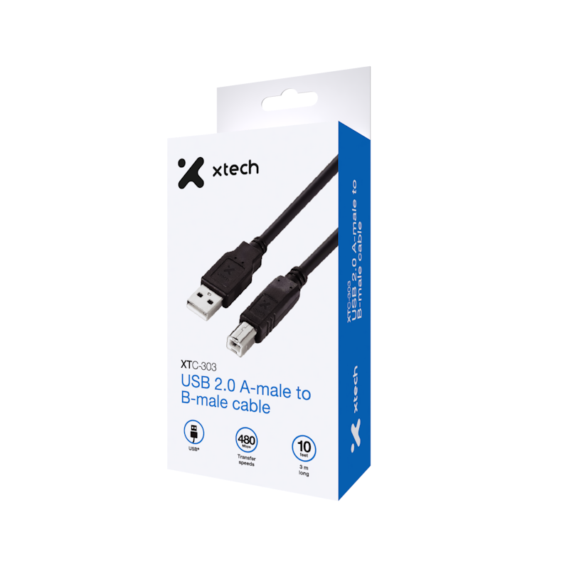 CABLE XTECH XTC 303 USB TO USB B, IMPRESOR XTECH